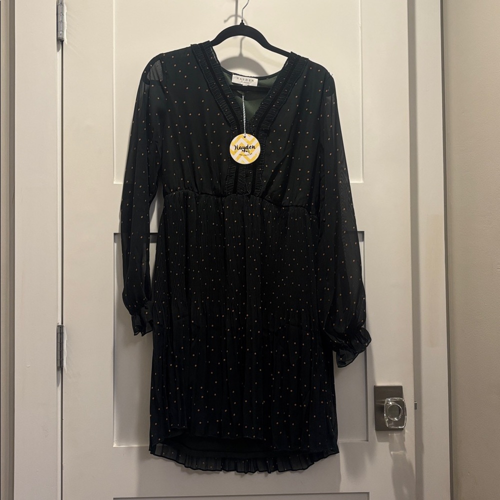 Hayden Black Dress with Gold Polka Dots